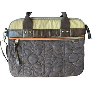 Vintage Fossil Key-Per Quilted Laptop Bag Large Padded Crossbody Handles